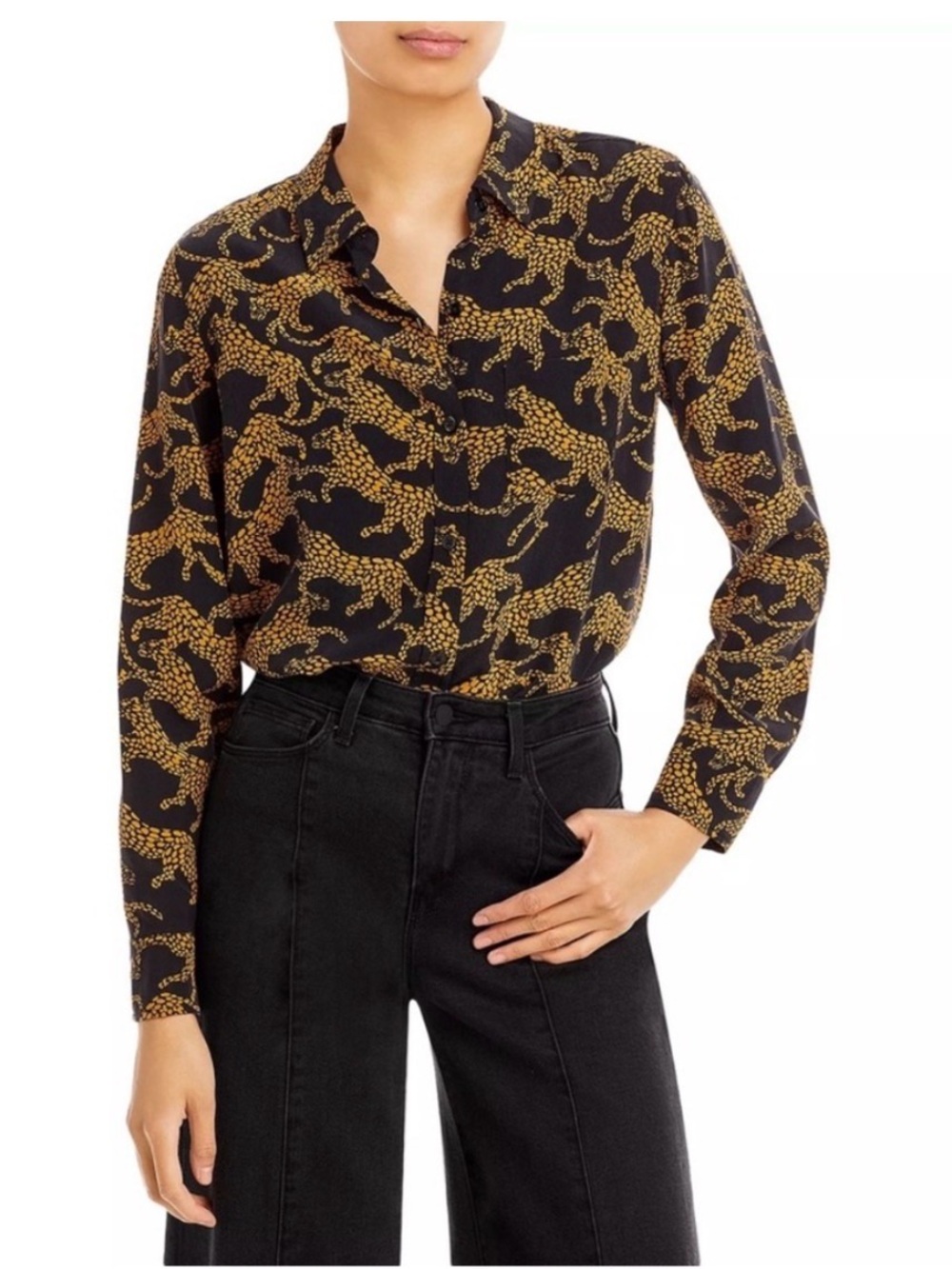 Rails 100% Silk Kate Lynx Button Down Blouse size L